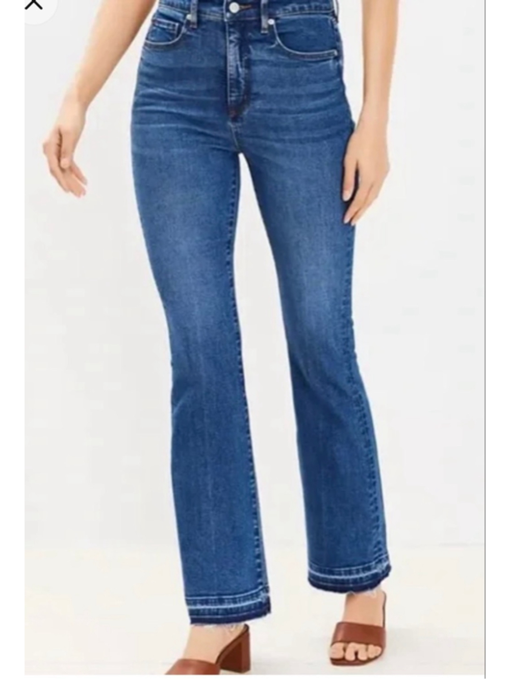 Loft the slim flare jeans raw hem size 6